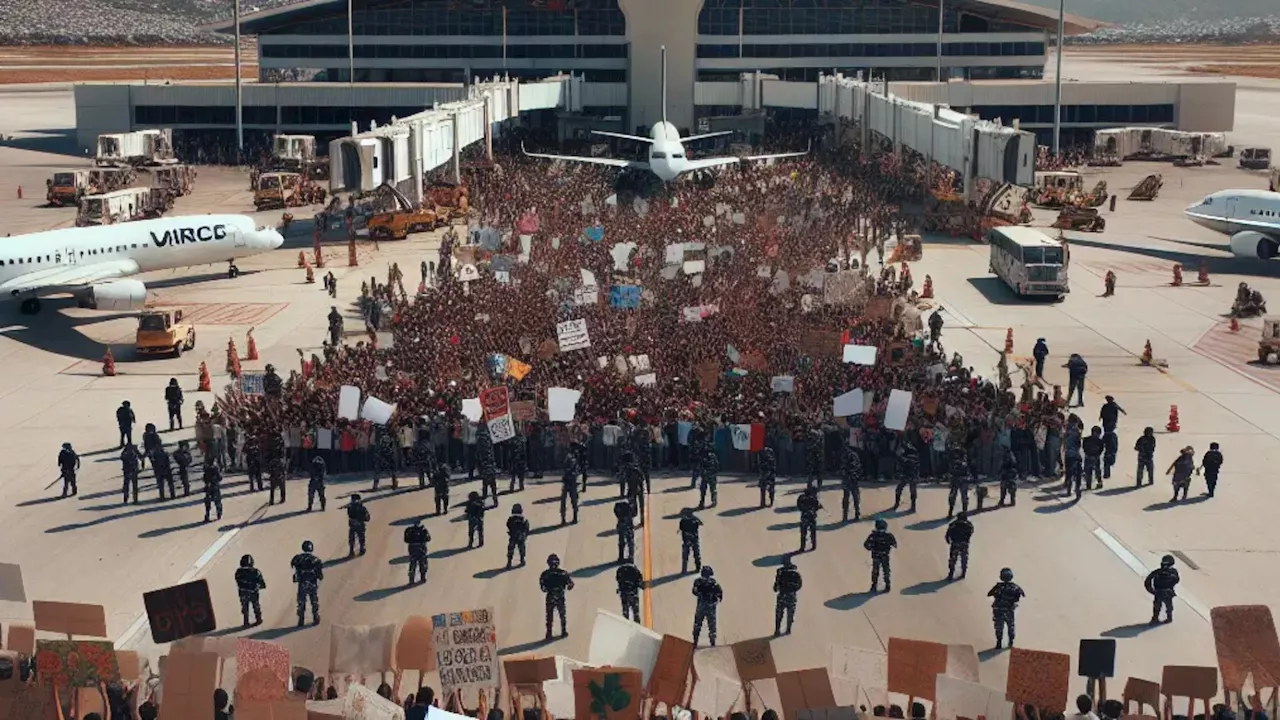 Maestros de la CNTE bloquean el aeropuerto de Oaxaca; pobladores los agreden