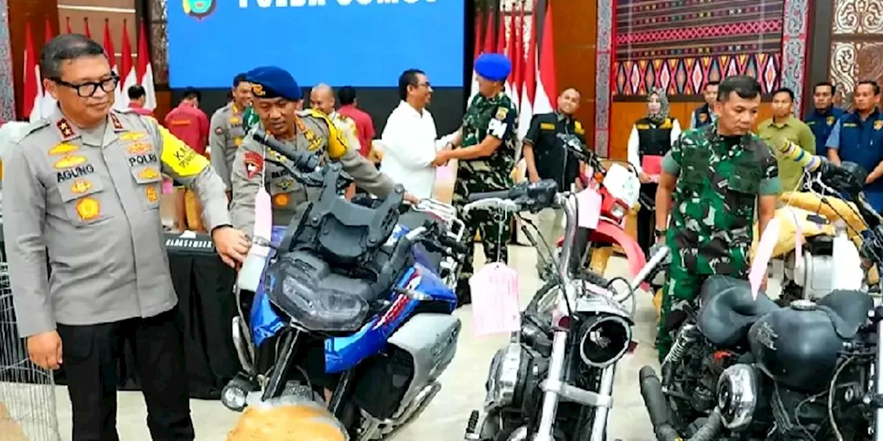 Termasuk Moge, Polda Sumut Gagalkan Penyeludupan Puluhan Motor dan Spare Part dari Thailand