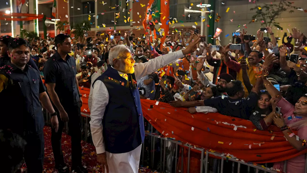 Narendra Modi and the BJP's third win is historic, but diminished numbers have left the party sombre spirits