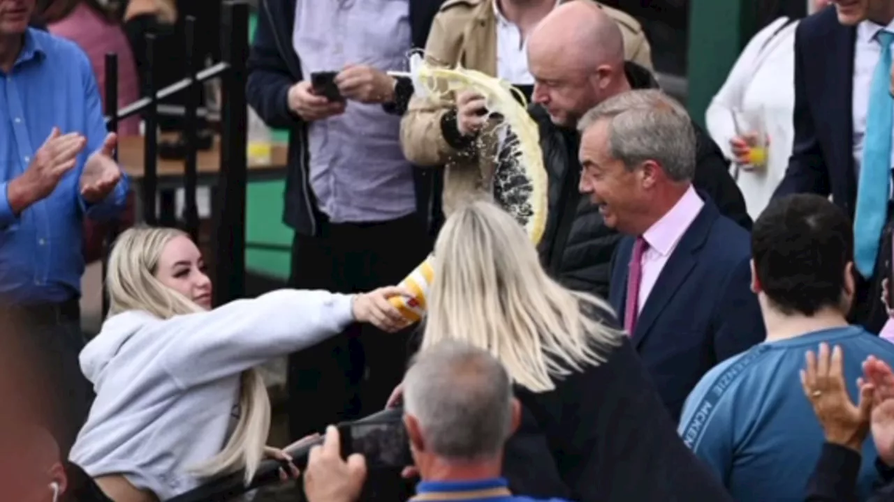 Nigel Farage drenched in milkshake as he kicks off election campaign