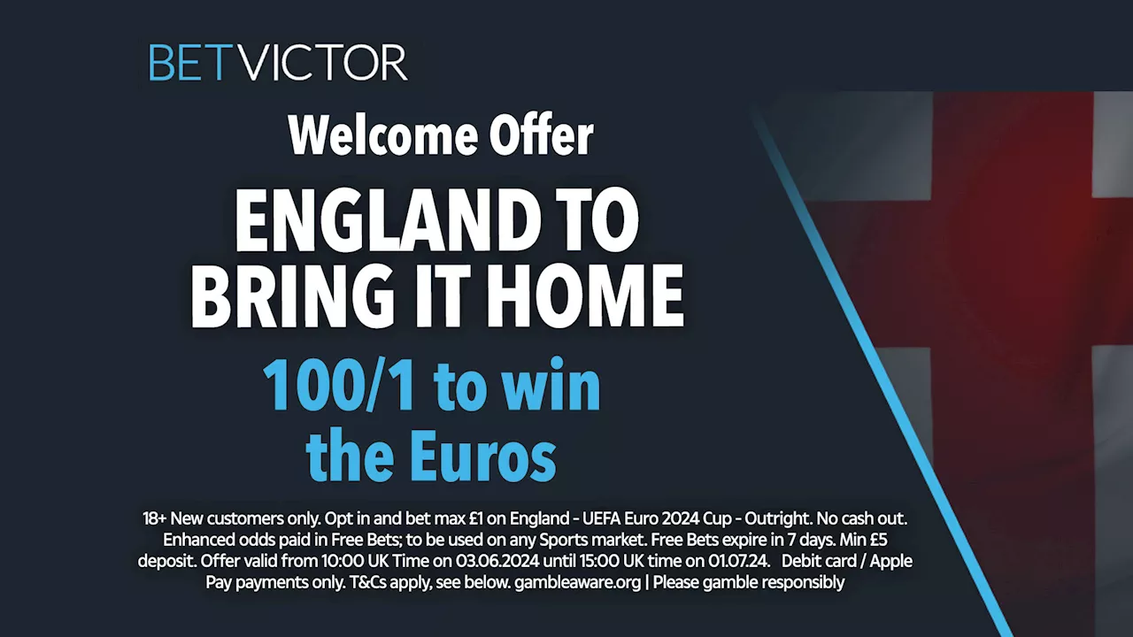 Euro 2024 offer: Get 100/1 on England to win the Euros with BetVictor...