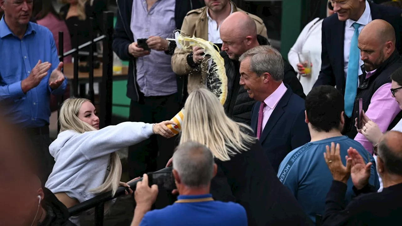 Milkshake thrown over Nigel Farage at Clacton campaign launch