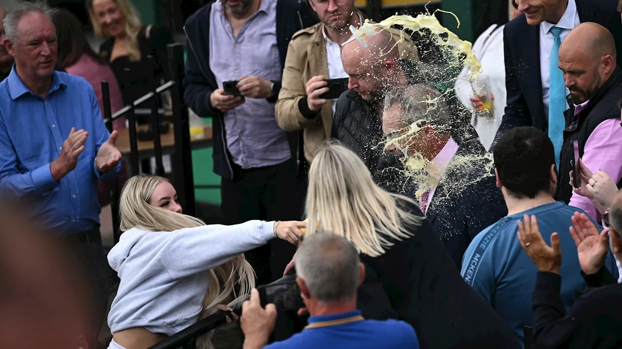 Nigel Farage drenched in milkshake AGAIN after vowing to make Tories pay for betrayal...