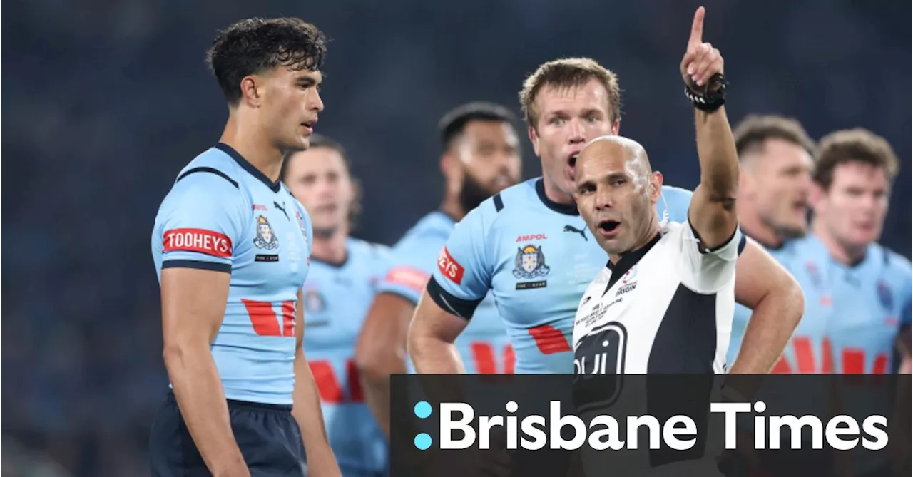 Suaalii sent off eight minutes into Origin debut for high shot on Walsh