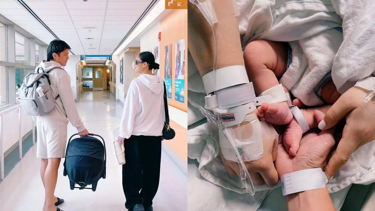 Maja Salvador and Rambo Nunez take their newborn daughter home from hospital