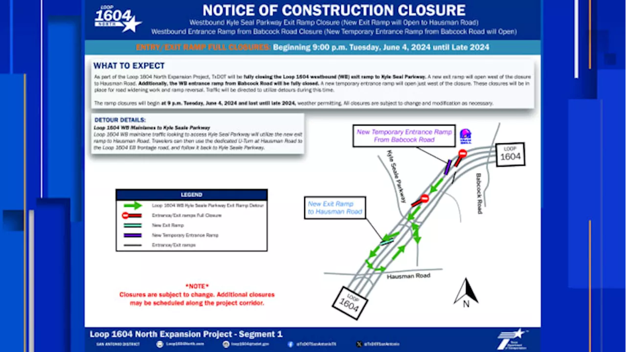 Ramp closures as part of Loop 1604 expansion project begin on NW Side, TxDOT says