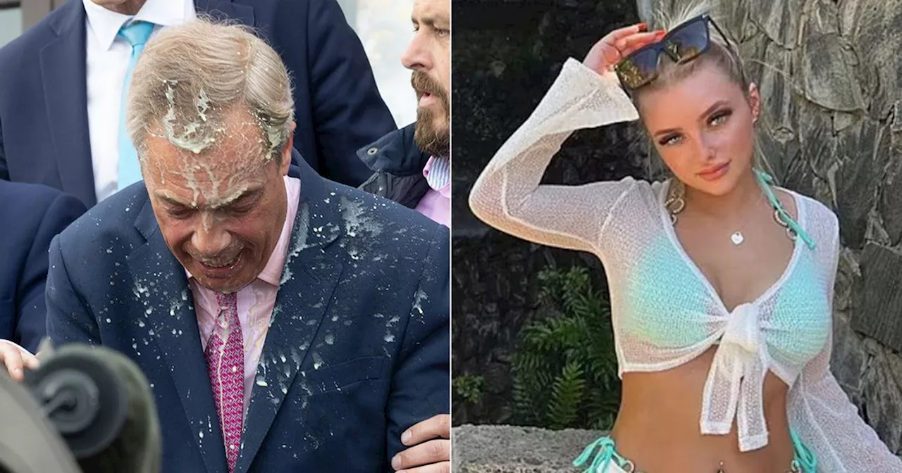 Woman who 'chucked milkshake over Nigel Farage' unmasked as social media star