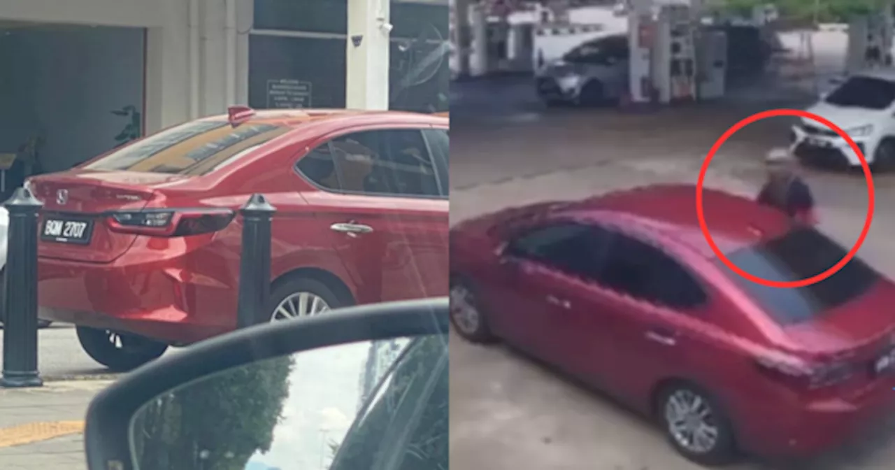 Tular Video Lelaki Tergamak Tolak Mak Cik Keluar & Curi Kereta Di Stesen Minyak