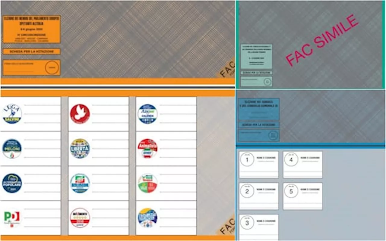 Elezioni, il facsimile della scheda elettorale di Europee, Comunali e Regionali Piemonte