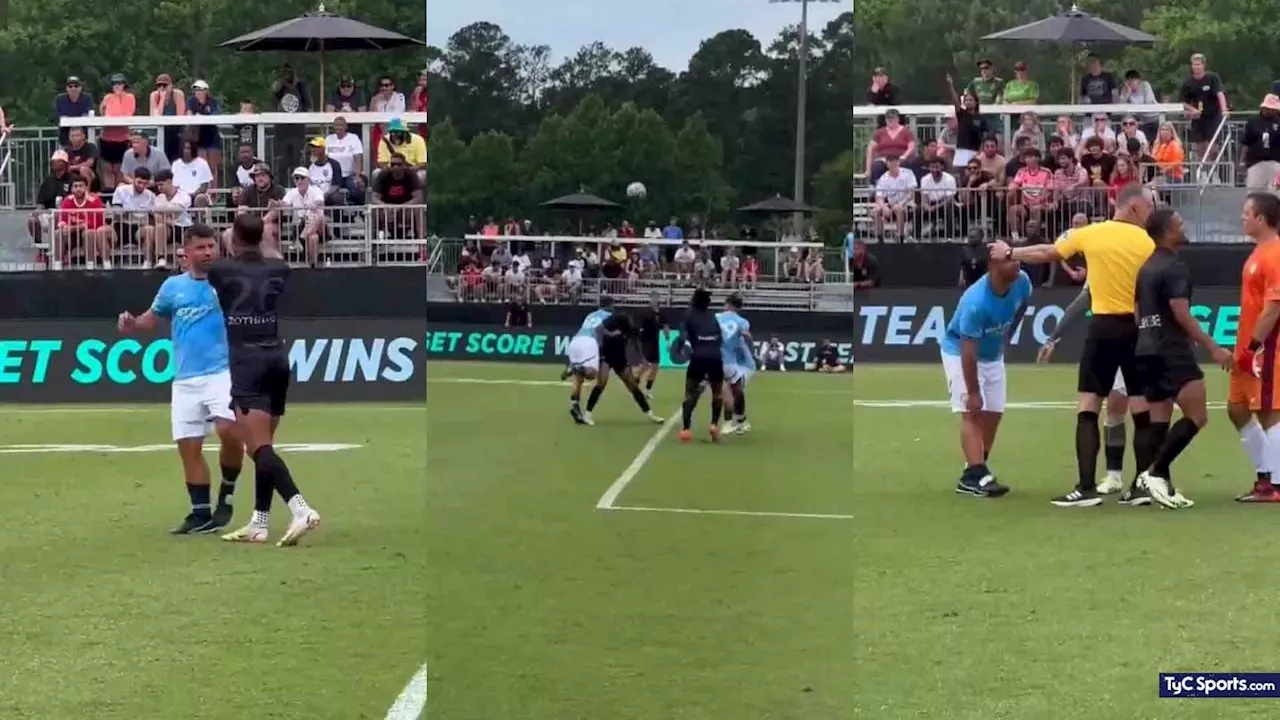 (VIDEO) Agüero recibió un violento planchazo y se calentó en un torneo amateur de Estados Unidos