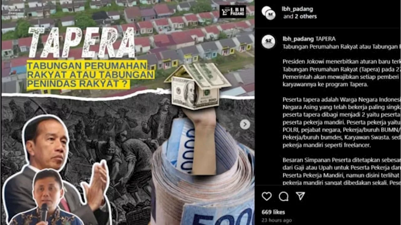 LBH Padang: Tapera Tabungan Perumahan Rakyat atau Tabungan Penindas Rakyat?