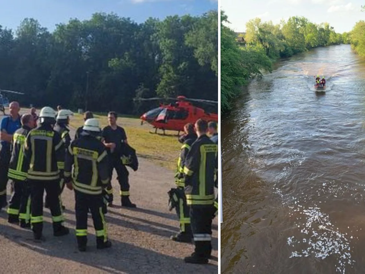 Feuerwehr rettet Frau aus Fluss in Kaufbeuren: Einsatzkräfte schwimmen ihr hinterher