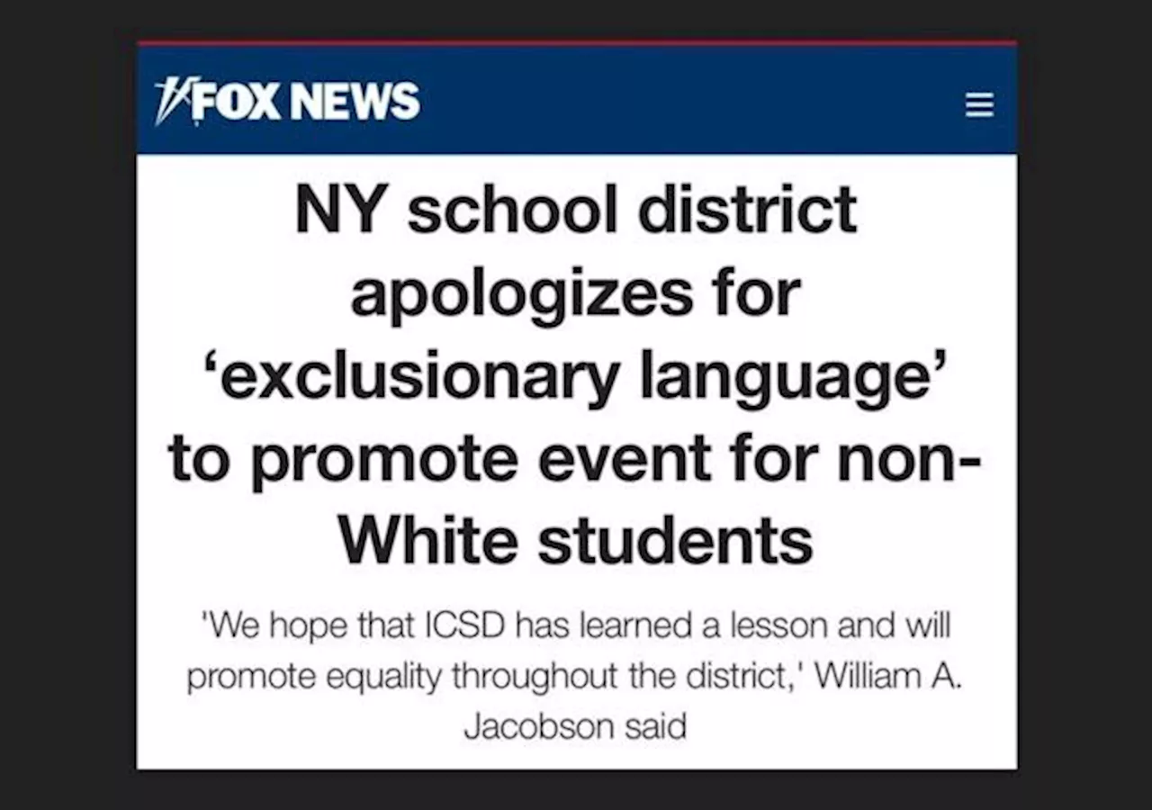 After Equal Protection Project Effort, Ithaca Schools Apologize For “Exclusionary Language” Barring White Students From Event