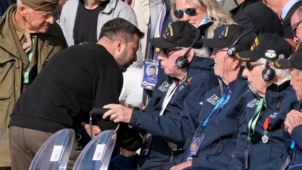 At D-Day ceremony, American veteran hugs Ukraine's Zelenskyy and calls him a savior