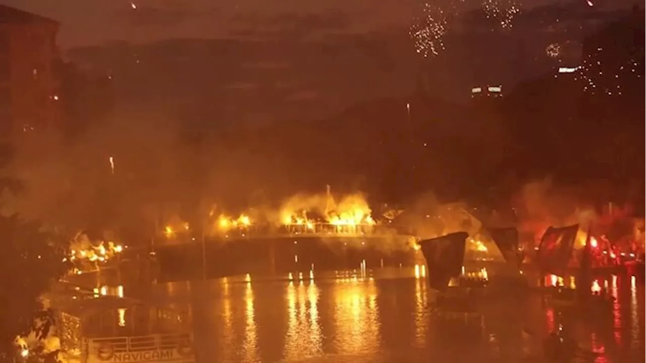 Scudetto Inter, la festa della Curva Nord in Darsena