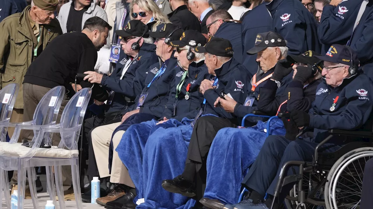 At D-Day ceremony, American veteran hugs Ukraine's Zelenskyy and calls him a savior