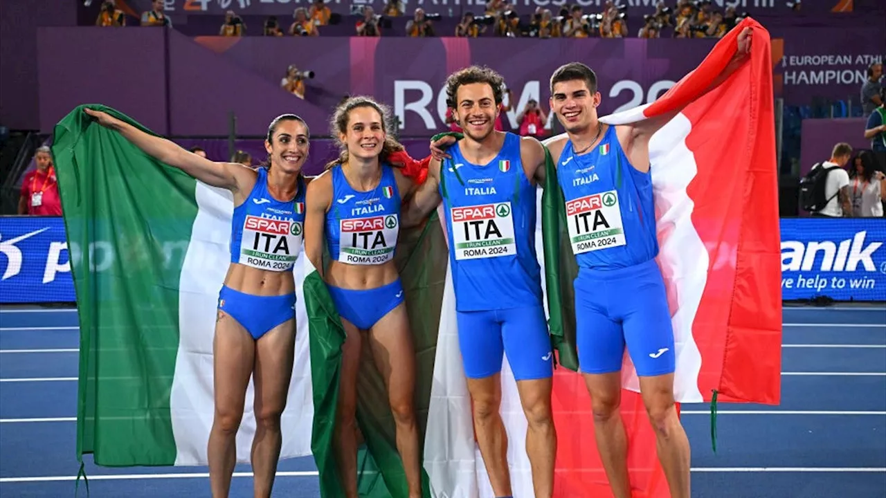 Luca Sito, Anna Polinari, Edoardo Scotti e Alice Mangione: l'Italia è d'argento nella 4x400 mista