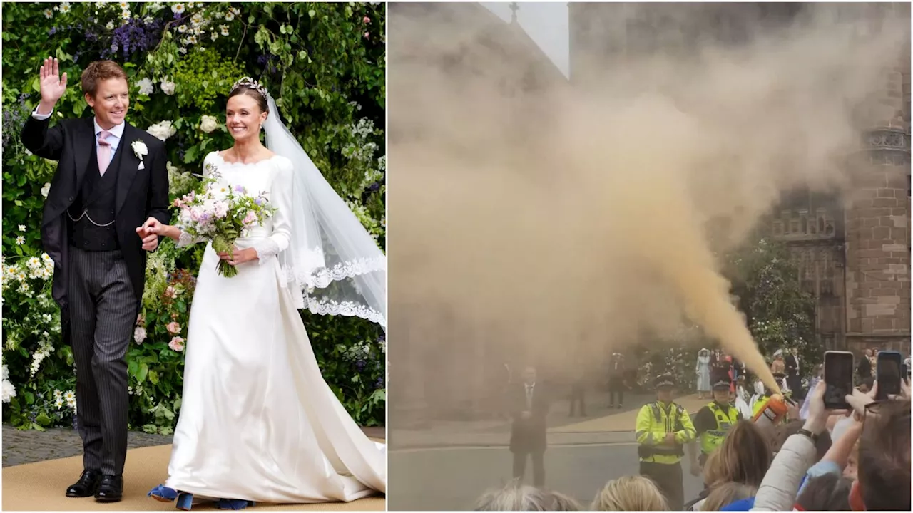 Just Stop Oil protesters target Duke of Westminster’s wedding with fire extinguishers in Chester