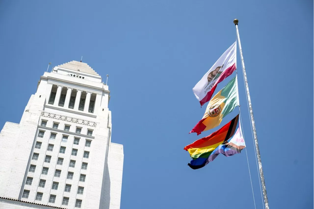 Los Angeles City Hall flies Progress Pride Flag to celebrate LGBTQ+ community