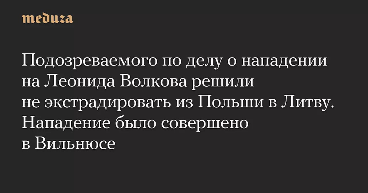 Подозреваемого по делу о нападении на Леонида Волкова решили не экстрадировать из Польши в Литву. Нападение было совершено в Вильнюсе — Meduza