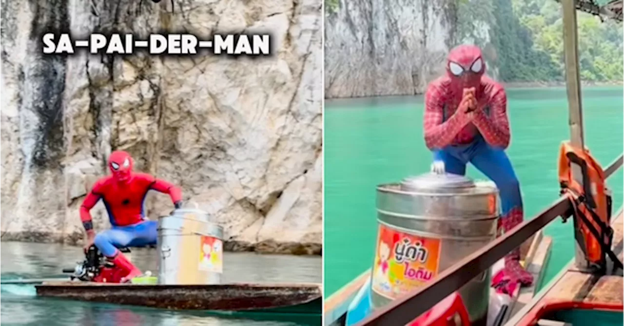 'Spider-Man' Spotted Selling Coconut Ice Cream On A Boat In Thailand