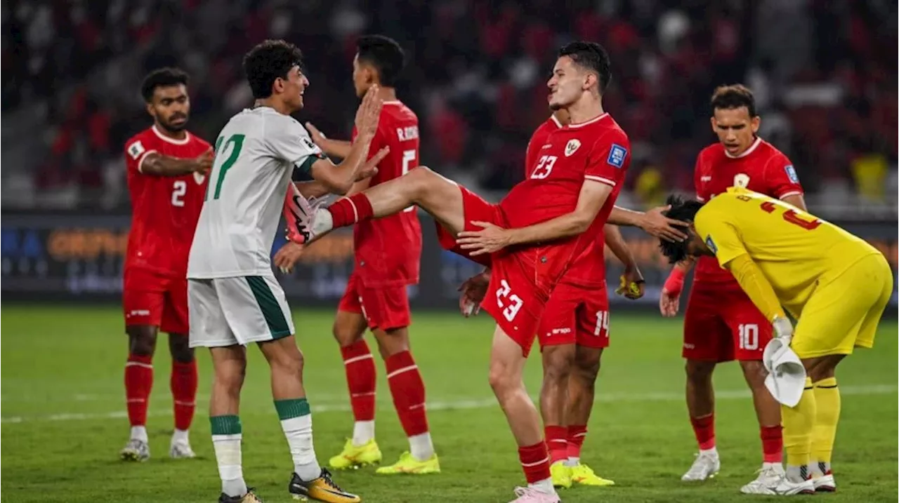 Momen Justin Hubner Tendang Dada Ali Jasim di Laga Timnas Indonesia vs Irak, Ujungnya Bikin Senyum