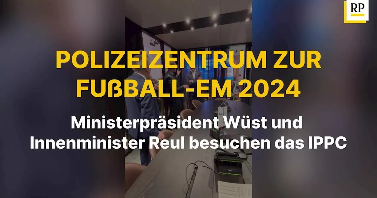 Video: Polizeizentrum zur Fußball-EM 2024: Ministerpräsident Wüst und Innenminister Reul besuchen das IPPC