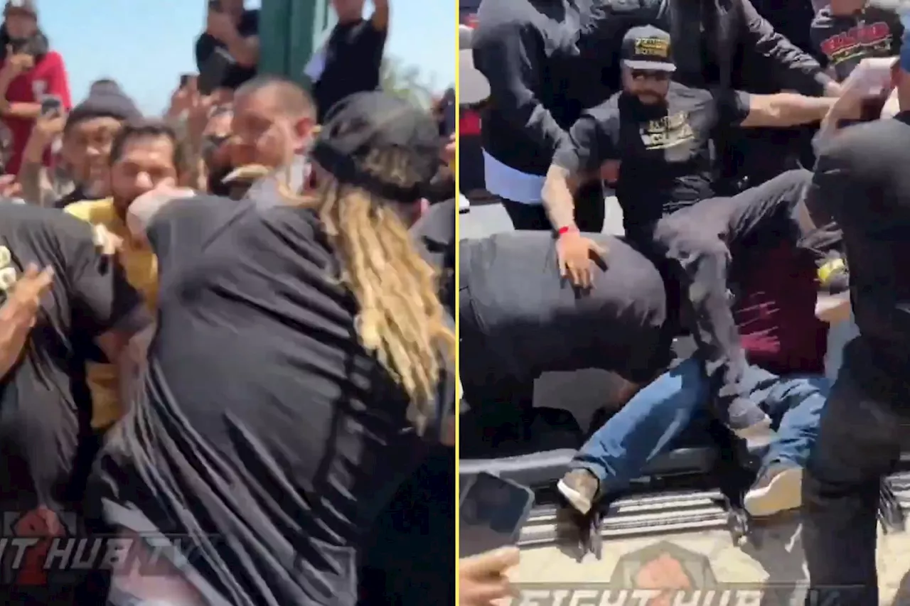 Nate Diaz vs Jorge Masvidal press conference descends into chaos as mass brawl breaks out...