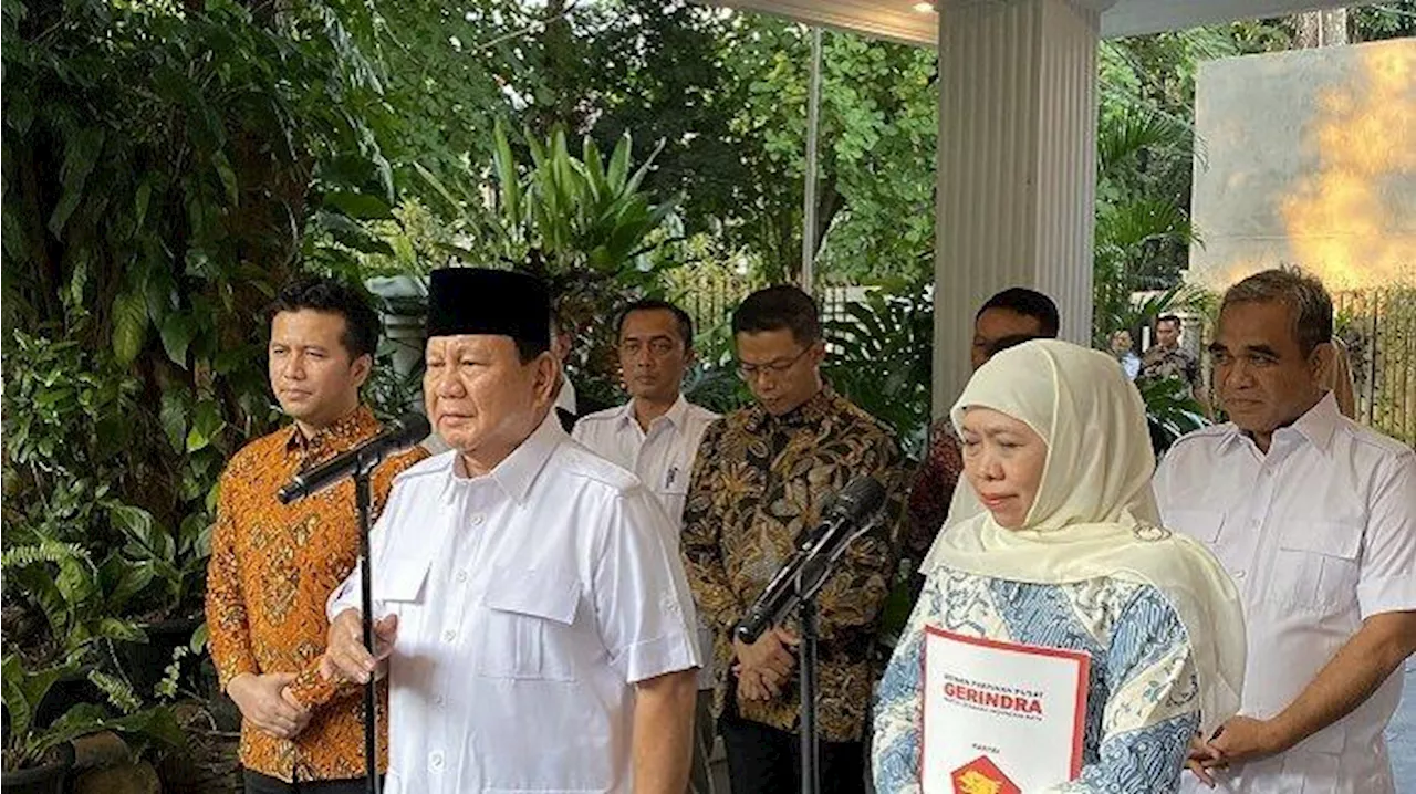 Prabowo Sambut Baik Niat Khofifah Tampung 1.000 Warga Palestina di Pesantren Jawa Timur