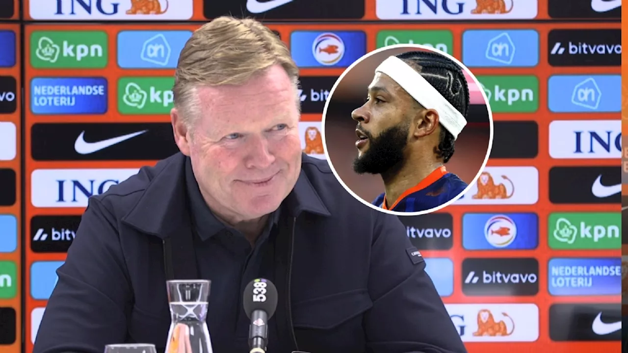 Koeman discussieert met Valentijn Driessen over de haarband van Memphis Depay