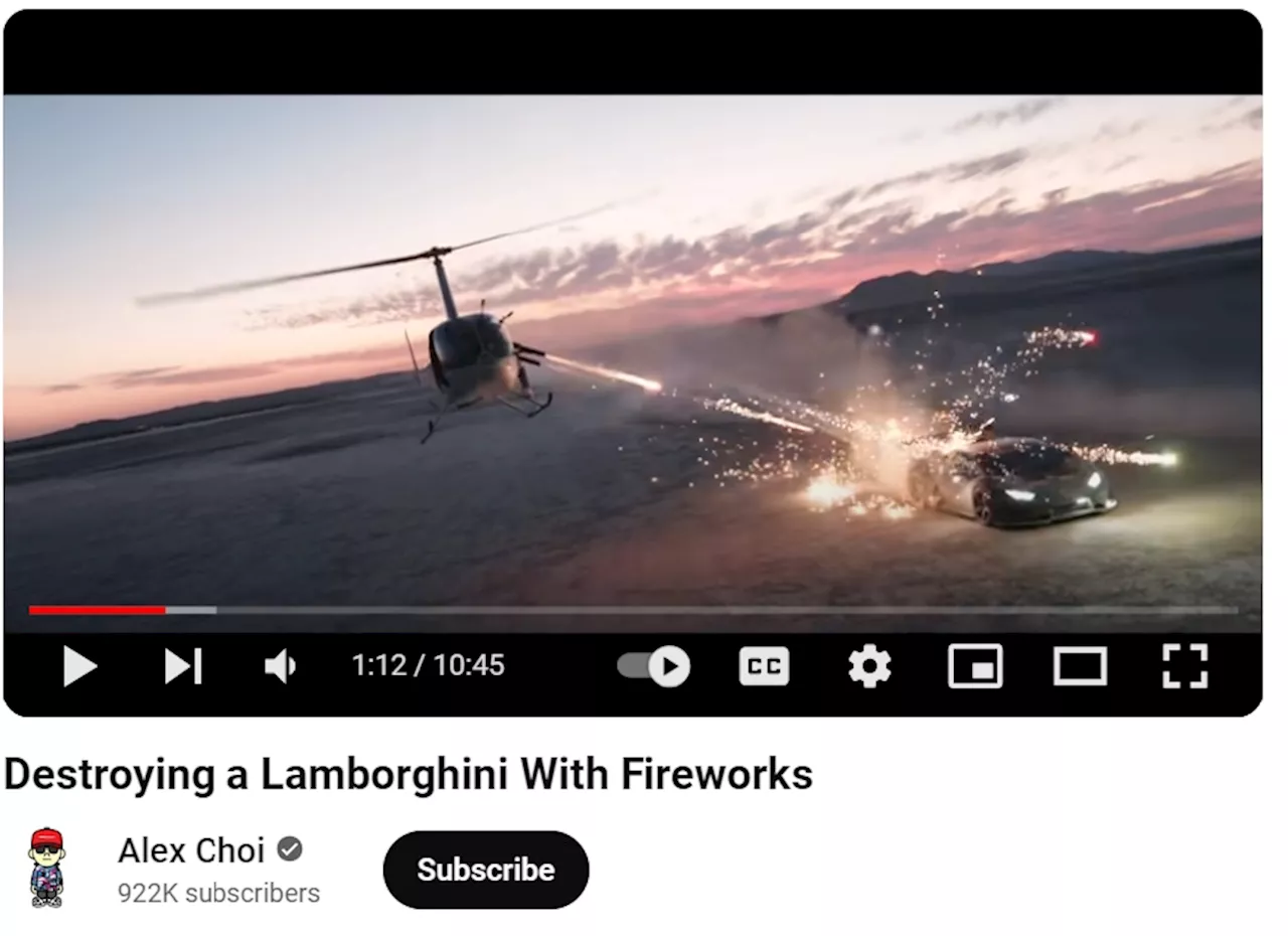 YouTuber charged over video of helicopter shooting fireworks at Lamborghini