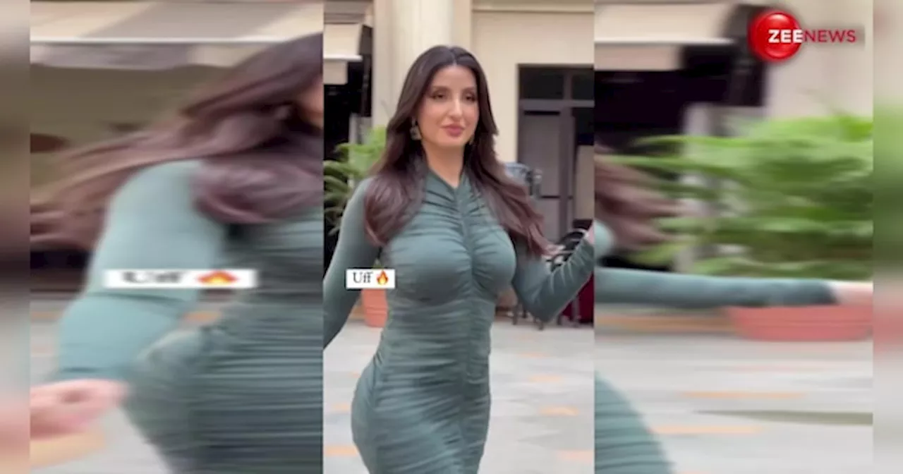 Nora Fatehi के टाइट ग्रीन ड्रेस ने बढ़ाई फैंस की धड़कनें, अपनी दिलकश अदाओं से लूटा दिल- VIDEO