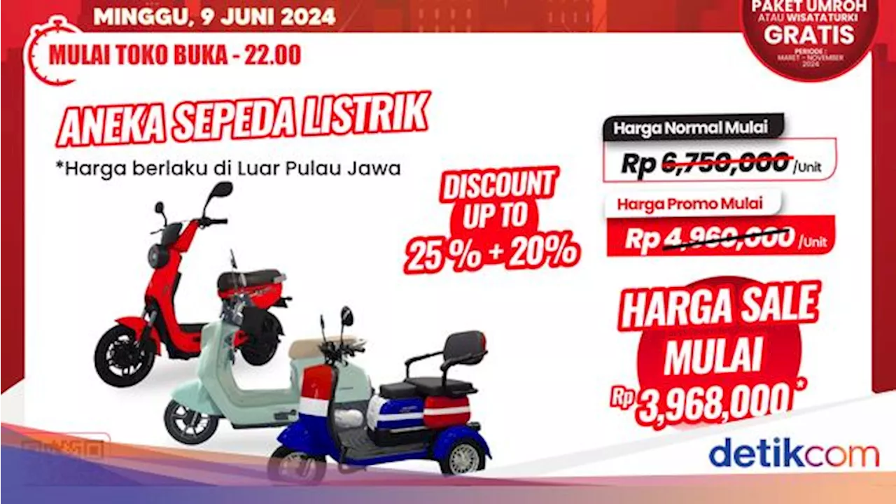 Beli Sepeda Listrik di Transmart Full Day Sale Aja, Diskon Rp 2,7 Juta