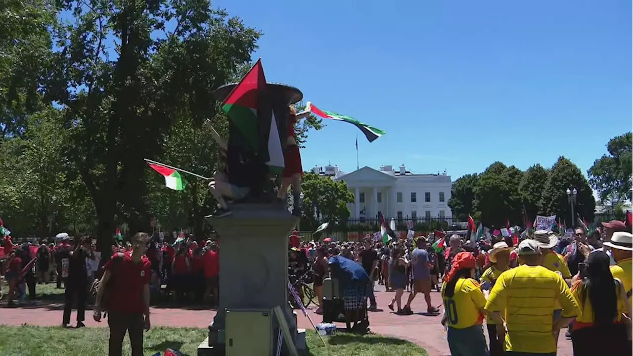 Protesters at White House demand cease-fire as Israel's war on Gaza enters eighth month