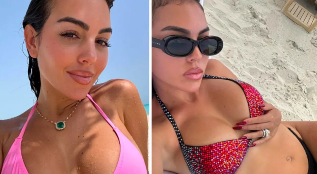 Georgina Rodriguez, vacanza extra lusso con Cristiano Ronaldo: in spiaggia con anello di diamanti, bracciale e