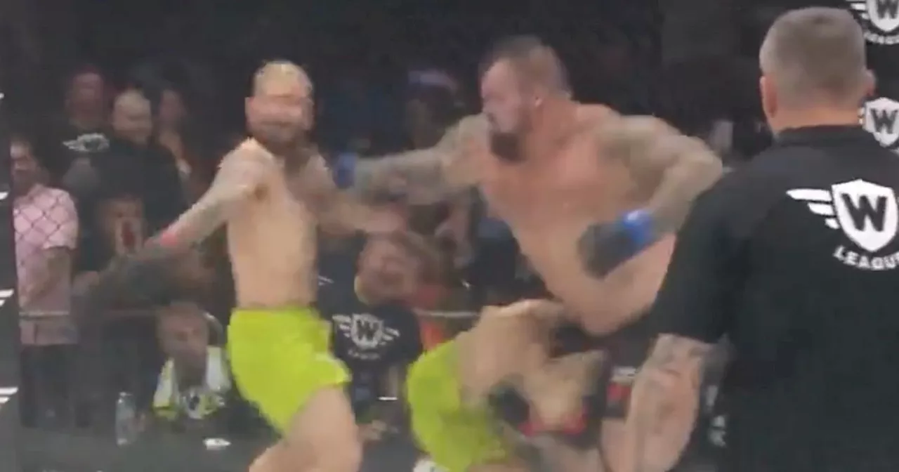 Eddie Hall KOs two brothers in one round in outrageous MMA debut