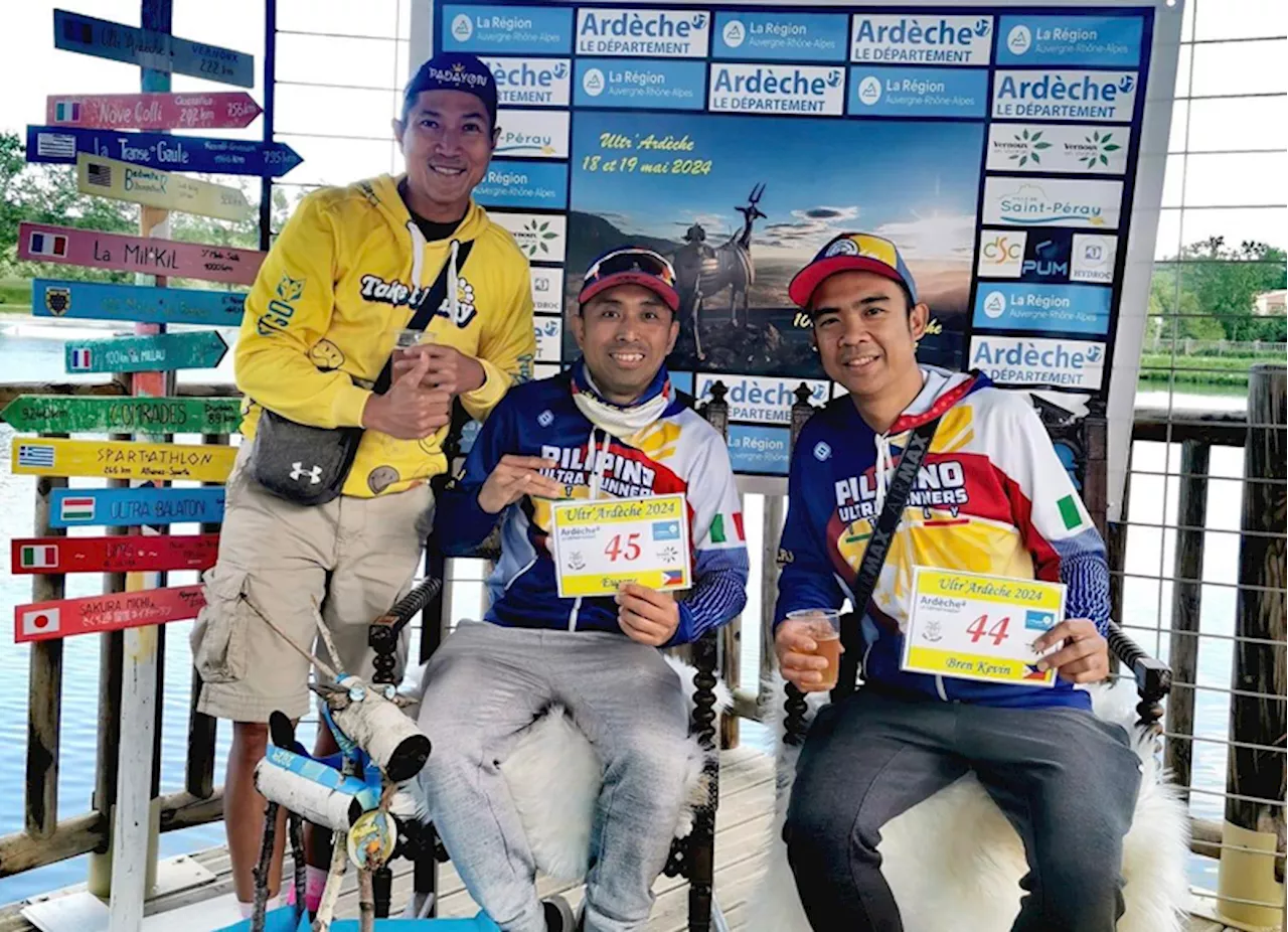 3 Filipino ultra-marathoners proudly raise PH flag in France