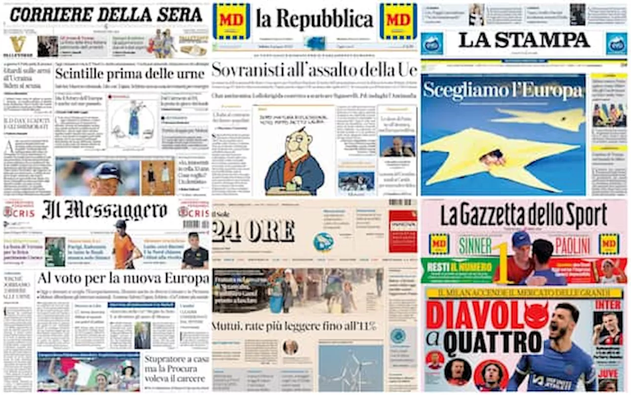 Le prime pagine dei quotidiani di oggi 8 giugno: la rassegna stampa di Sky TG24