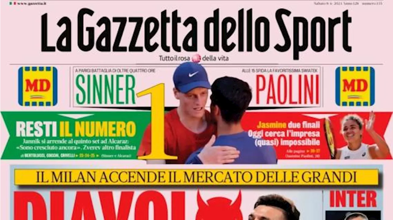 La Gazzetta dello Sport in apertura sul mercato del Milan: 'Diavolo a quattro'