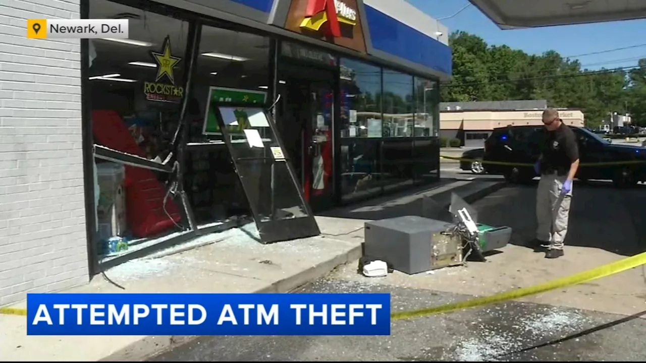 Group of thieves target 2 gas stations in New Castle County, attempt to steal ATM