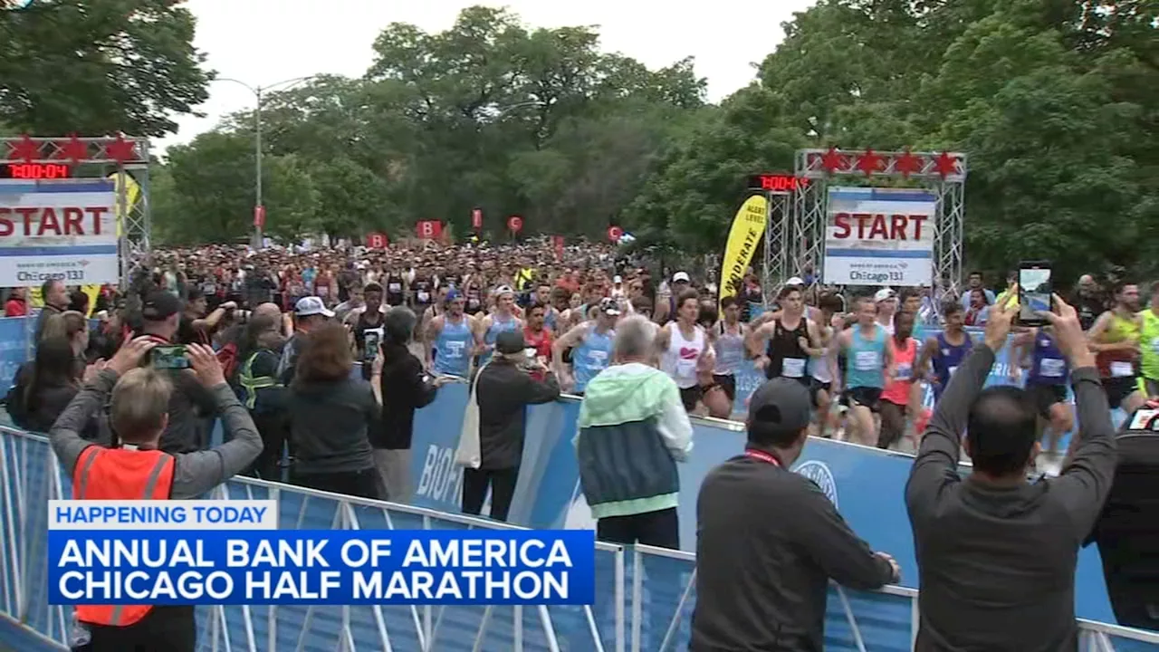 Athletes race through Chicago's Garfield Park in Bank of America 13.1 race