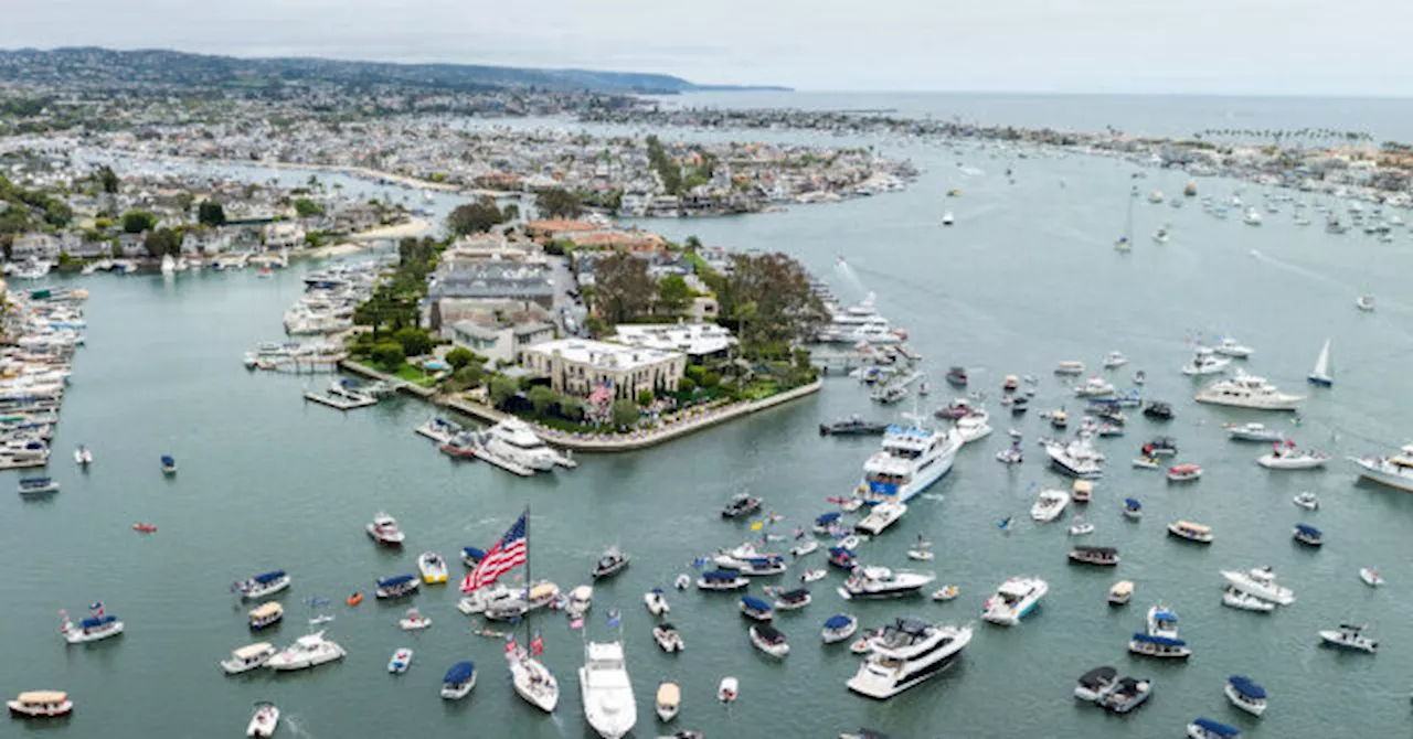 Trump Greeted by Large Crowds of Supporters, Boaters During Visit to Newport Beach