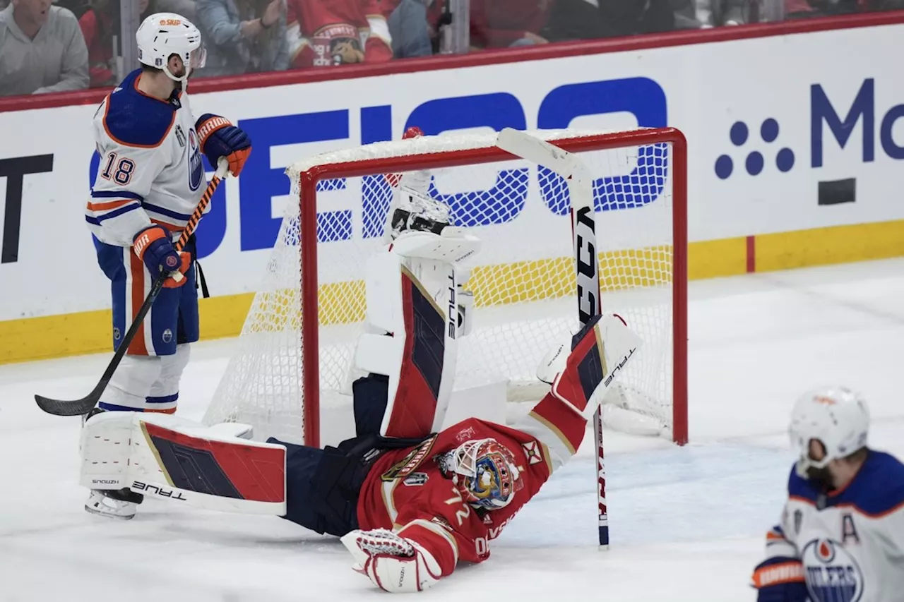 Bobrovsky shines, Panthers blank Oilers 3-0 in Game 1 of Stanley Cup final