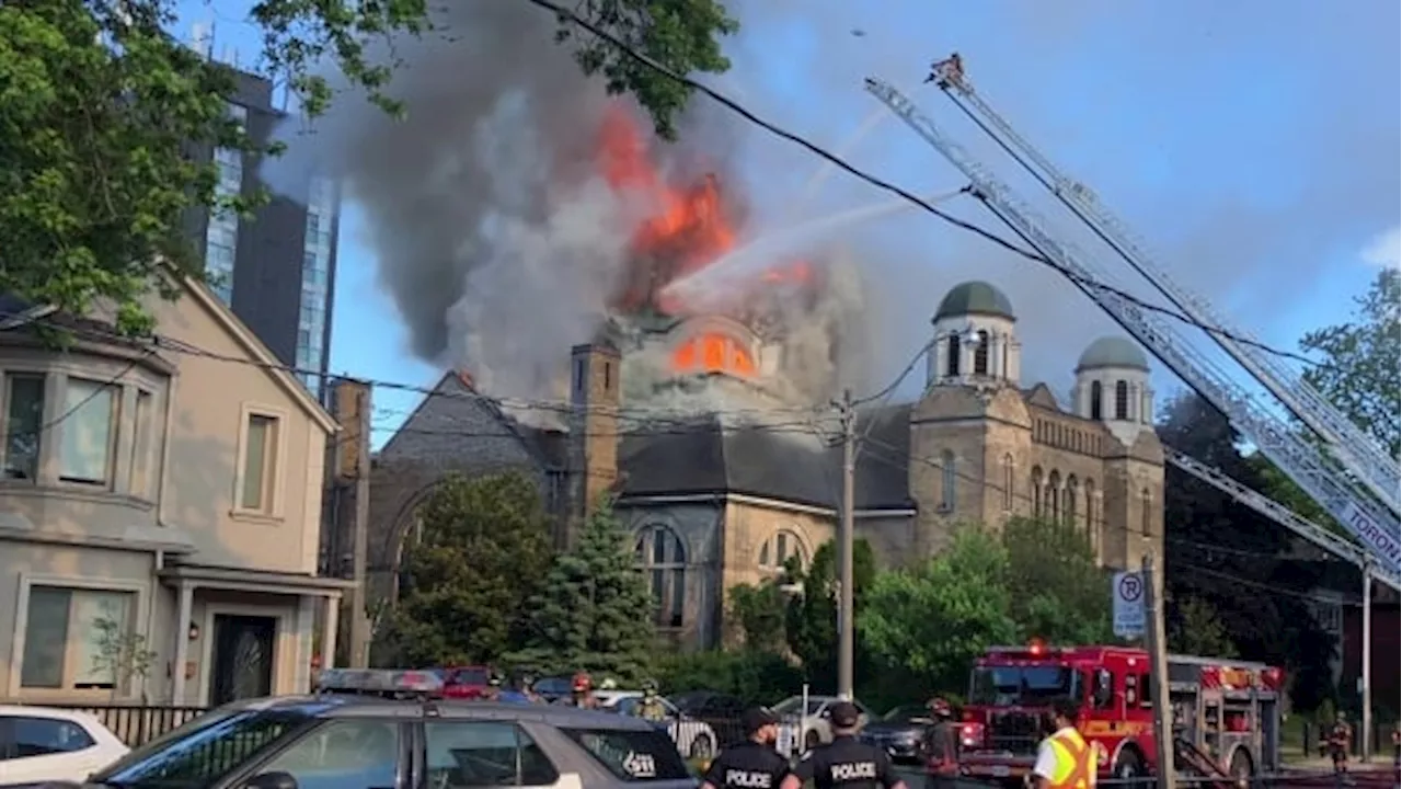 Fire crews battling 4-alarm blaze at historic church in west end