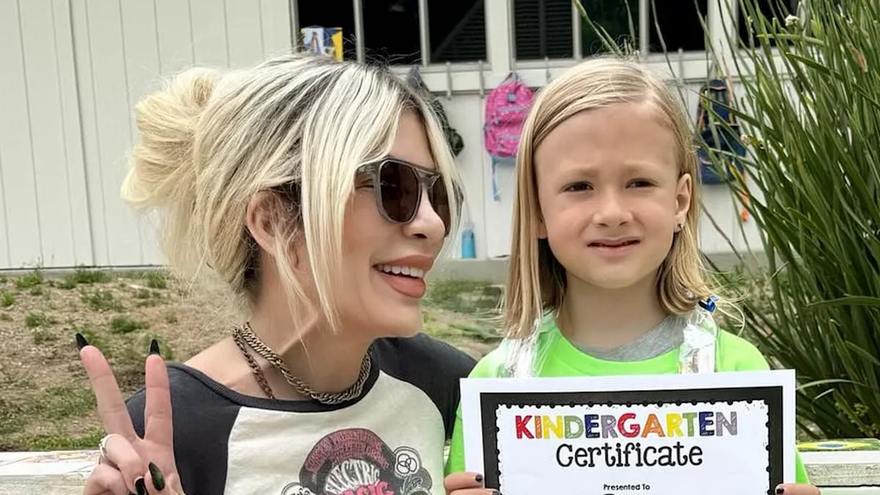 Tori Spelling celebrates her youngest child graduating from kindergarten as she gushes over...