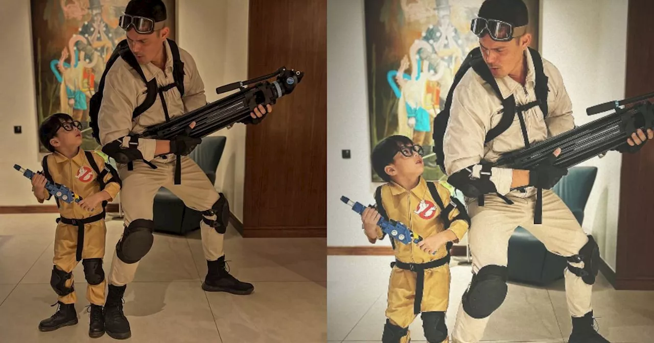 Dingdong Dantes, son Sixto get dressed in 'Ghostbusters' outfits for Saturday playtime