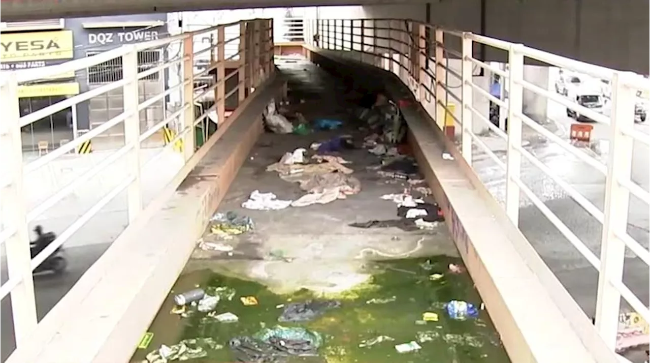 Footbridge over C3 in Quezon City stinks, littered with trash and feces