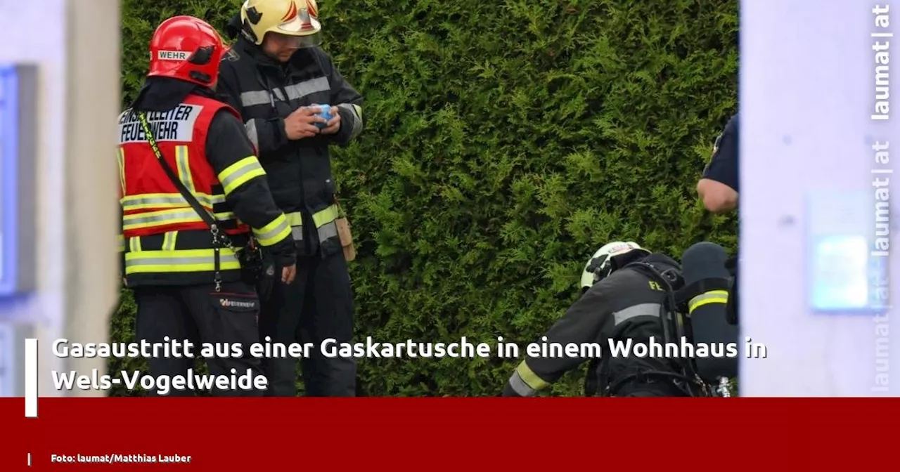 Gasaustritt aus einer Gaskartusche in einem Wohnhaus in Wels-Vogelweide