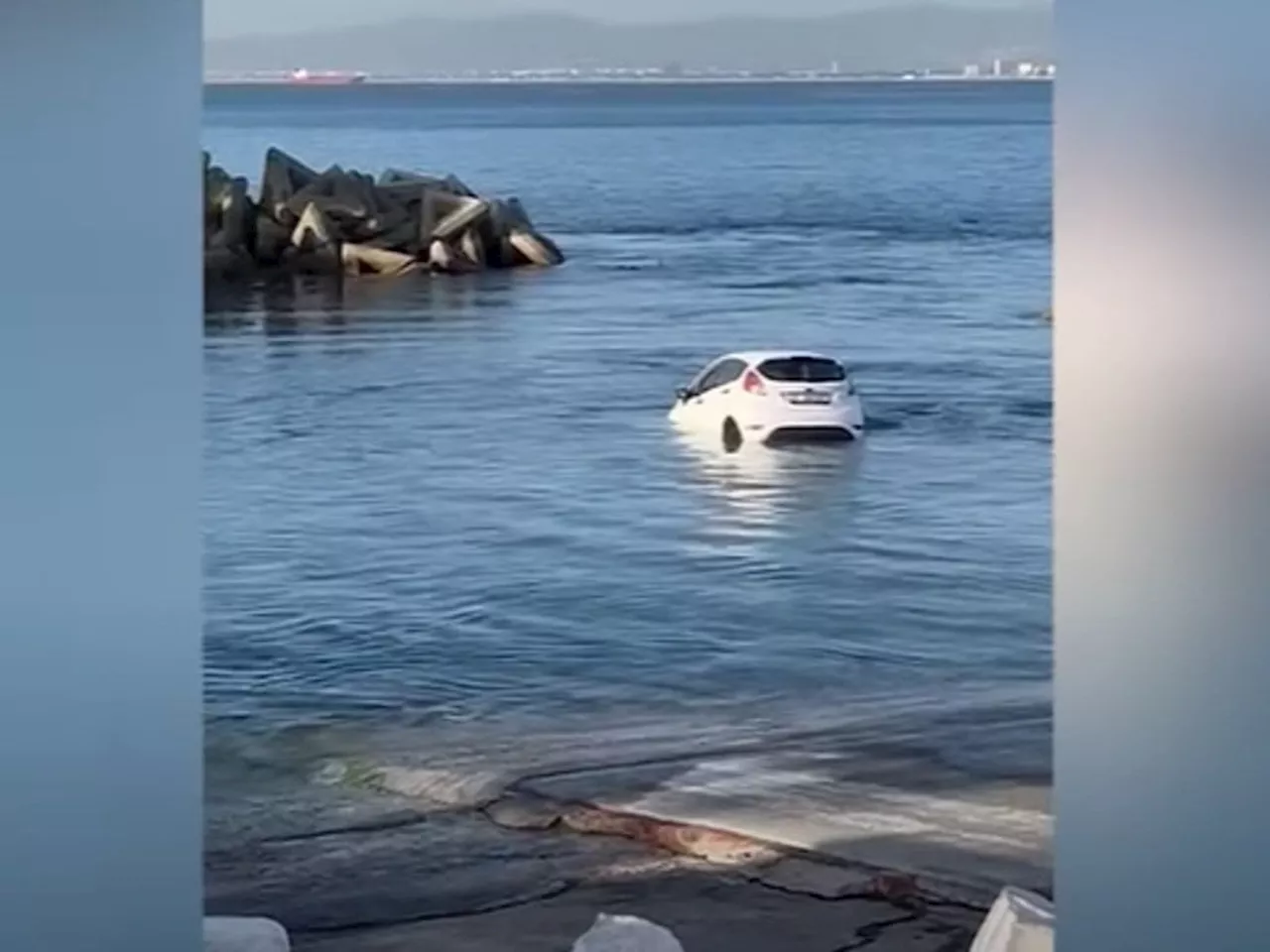  That sinking feeling: Narrow escape as car slides into the sea at Cape Town boat club