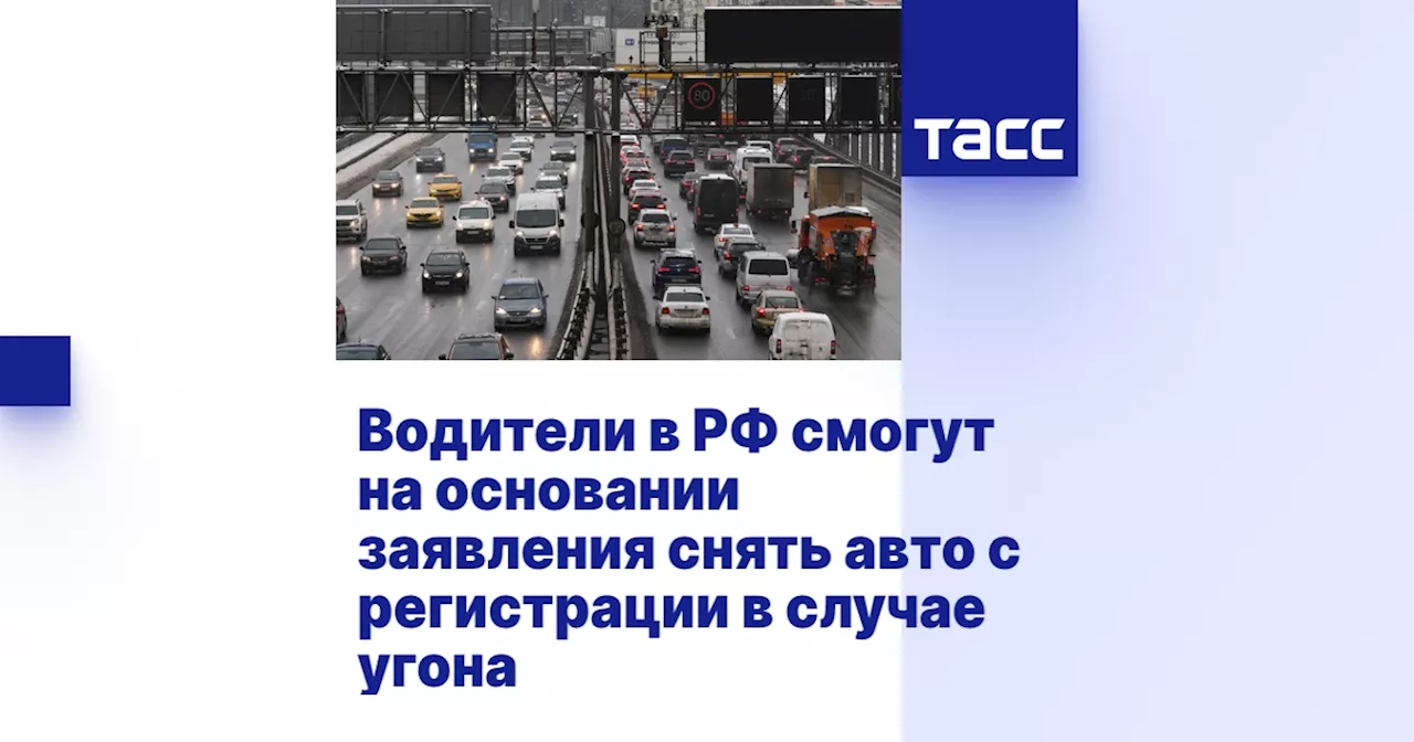 Водители в РФ смогут на основании заявления снять авто с регистрации в случае угона